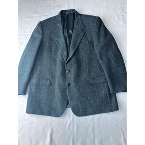 Vintage Harris Tweed Mens 48 Long Herringbone Wool Blazer Union Made
